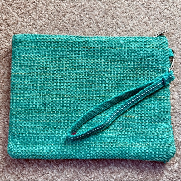 America & Beyond Monogram Pouch Beaded “S” Tufted Embroidery Clutch Wristlet